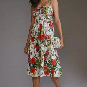 Anthropologie Floral Cotton Dress Size 6